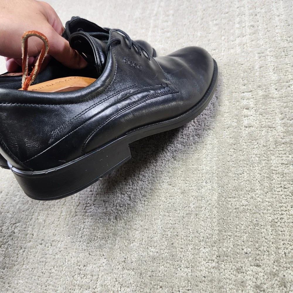 ECCO Helsinki Men Black Leather Derby Dress Shoes 45 Extra Width 050134-01001